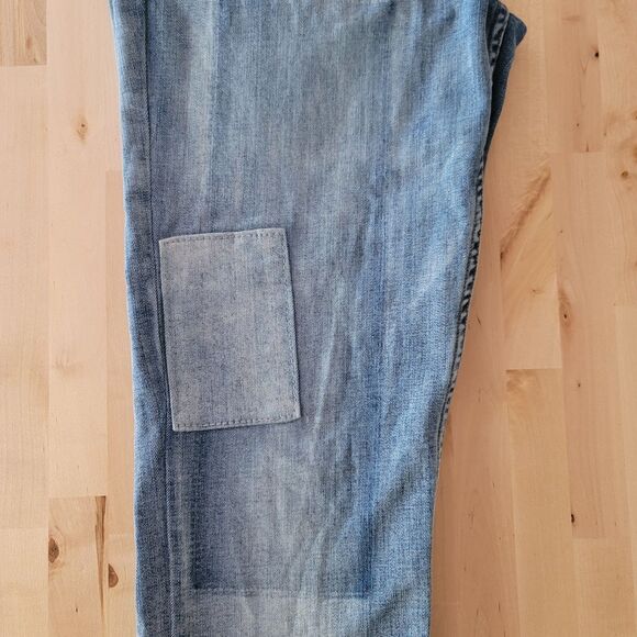 BLANKNYC Womens Stanton Distressed Patch Work Denim Jeans Acid Blue Size 32 x 31 - Picture 5 of 7